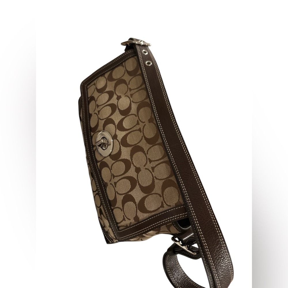 Coach Hampton turnlock Signature Canvas Flap Shoulder Bag Y2K - Picture 11 of 16